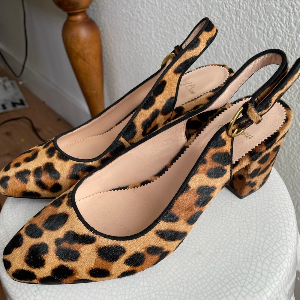Jcrew cheetah print sling backs